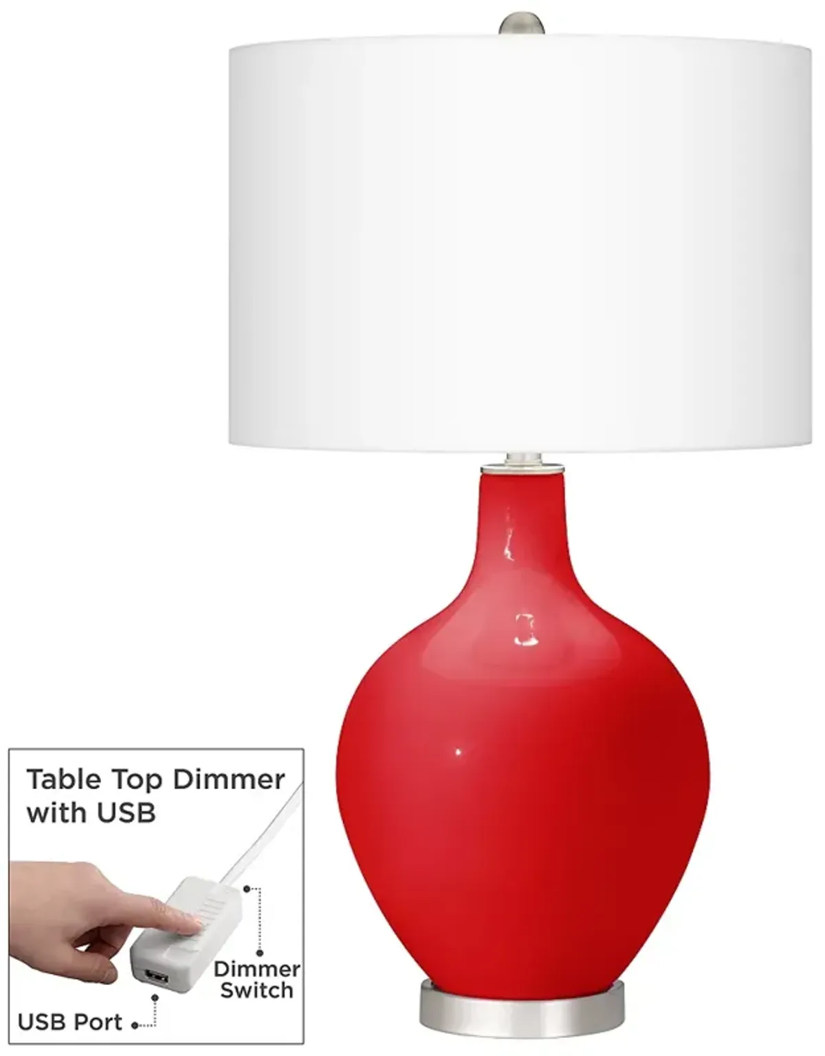 Bright Red Ovo Table Lamp With Dimmer