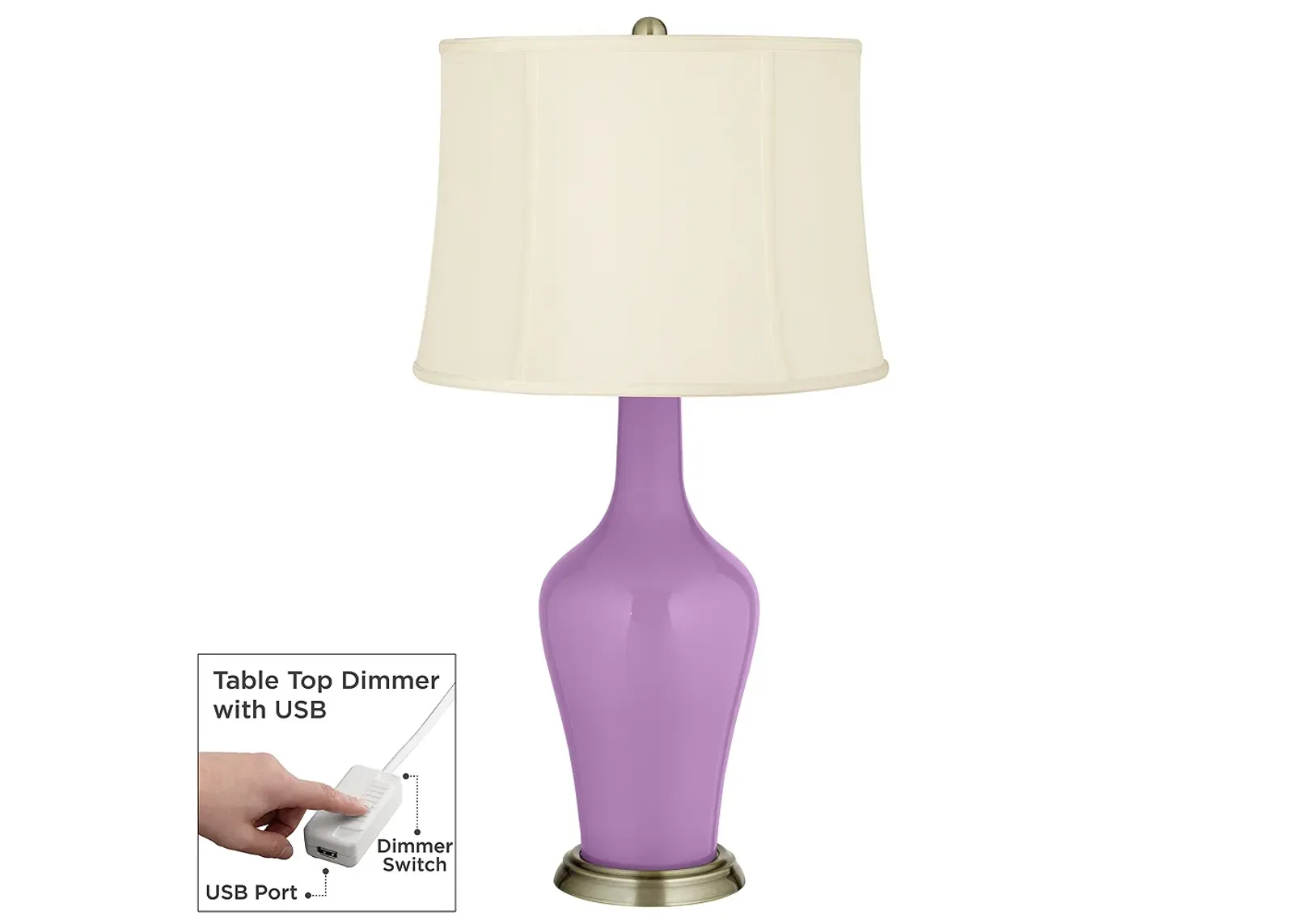 African Violet Anya Table Lamp with Dimmer