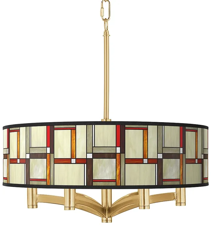 Modern Squares Ava 6-Light Gold Pendant Chandelier