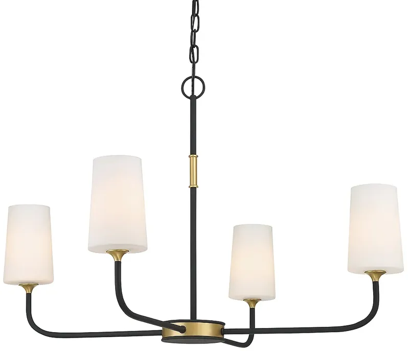 Niles 4 Light Black Forged + Modern Gold Chandelier