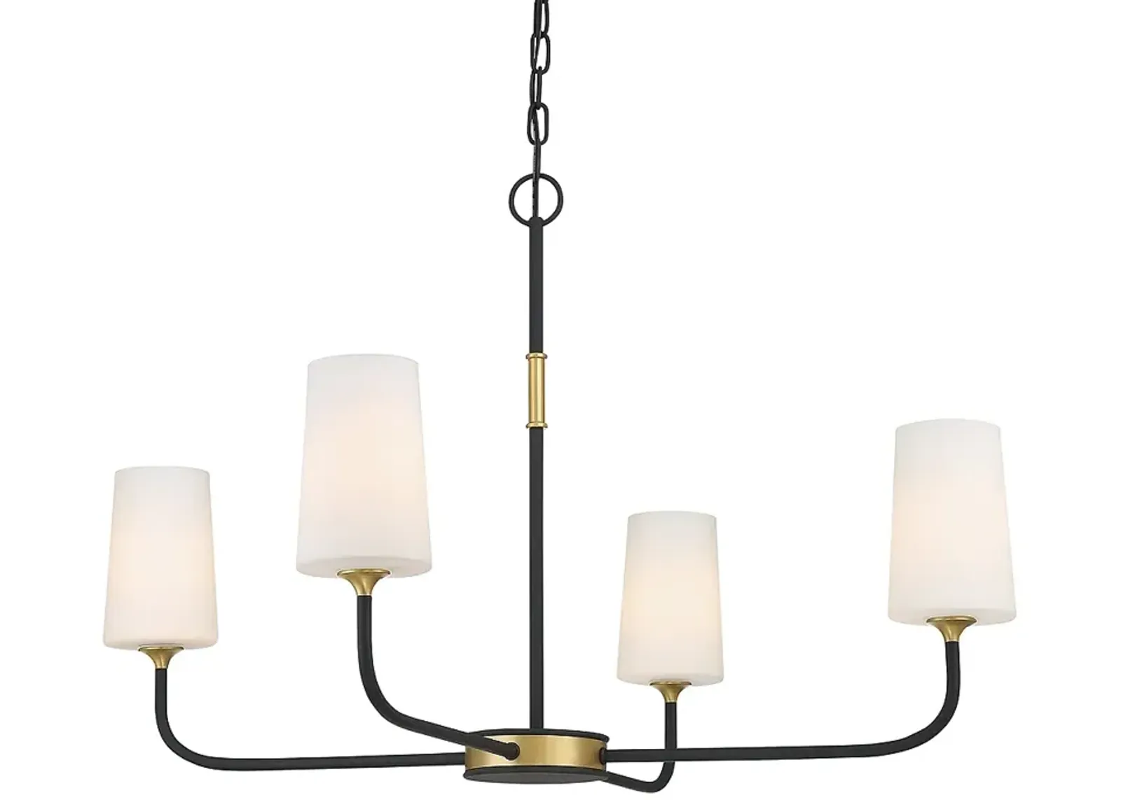 Niles 34"W Black Forged and Modern Gold 4-Light Chandelier