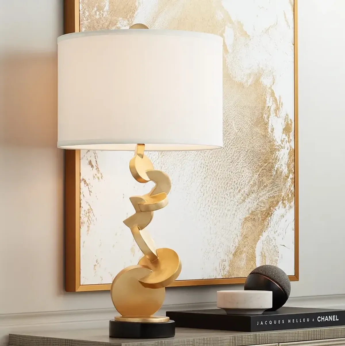 Possini Euro Abstract 28 3/4" Gold Modern Sculpture Table Lamp