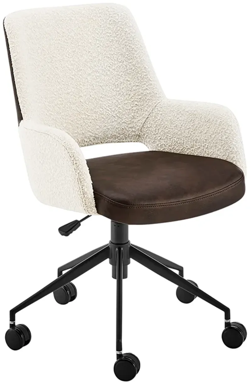 Desi Ivory and Brown Adjustable Office Chair