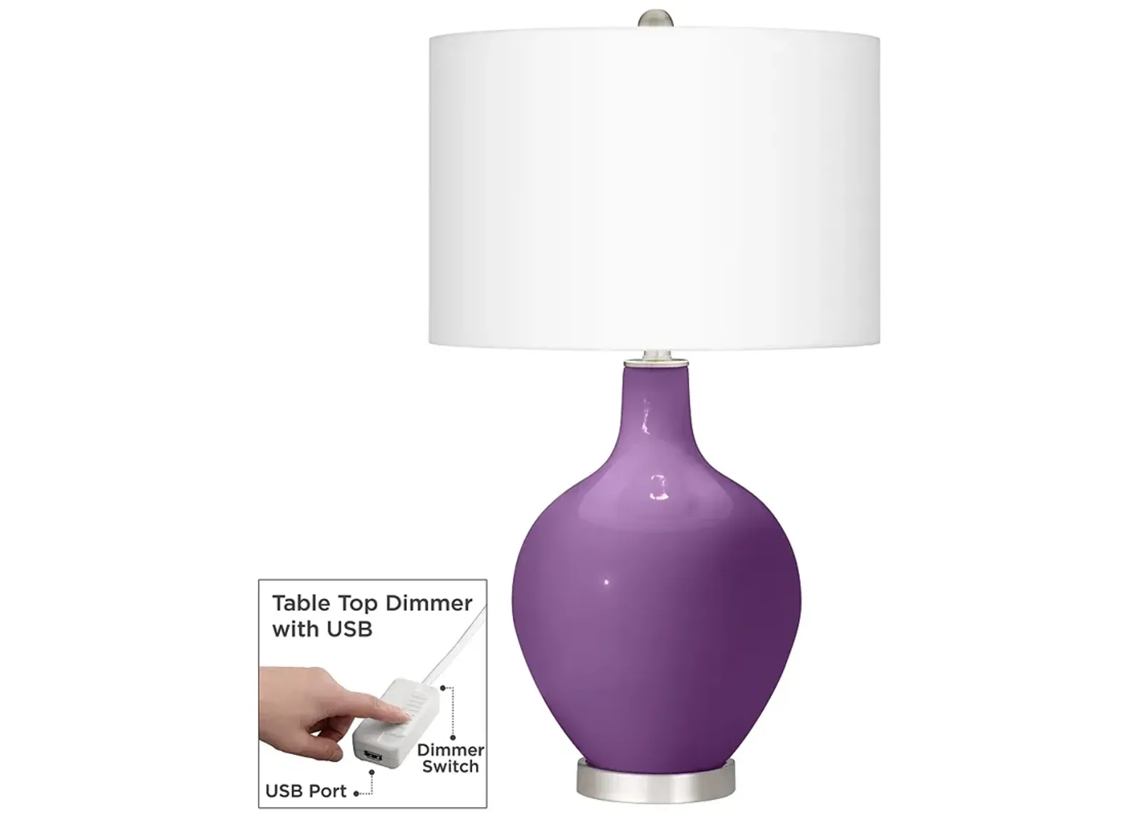 Passionate Purple Ovo Table Lamp With Dimmer