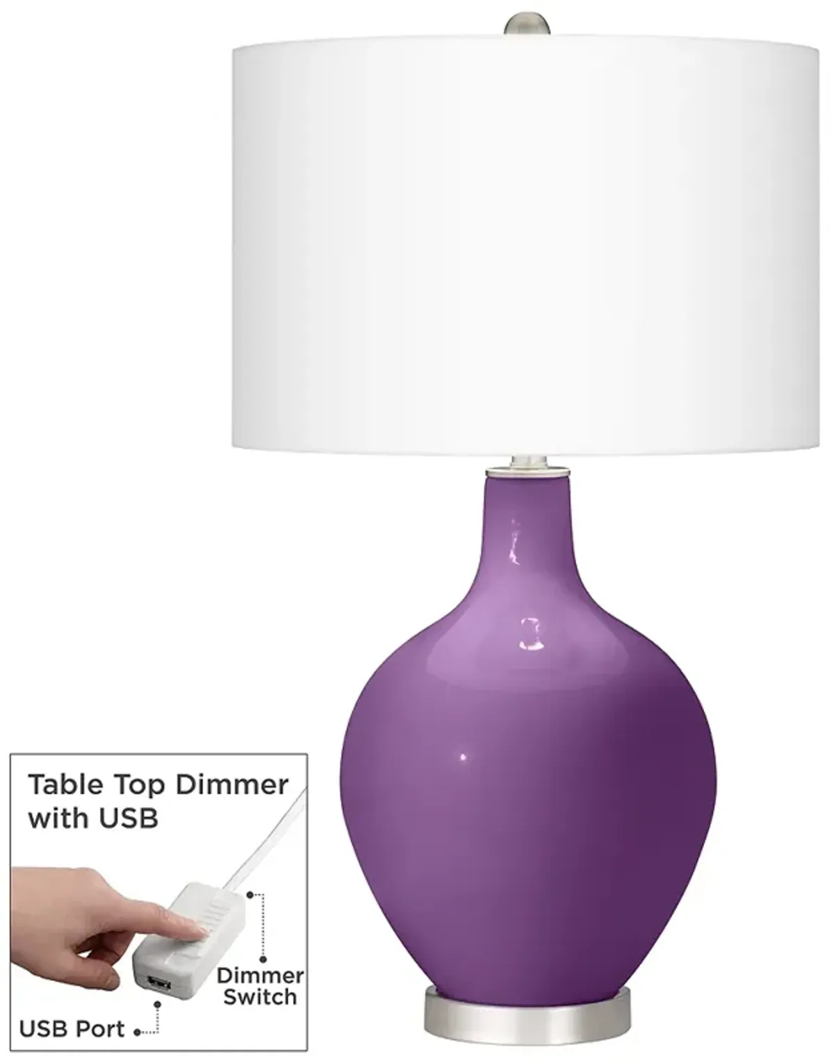 Passionate Purple Ovo Table Lamp With Dimmer