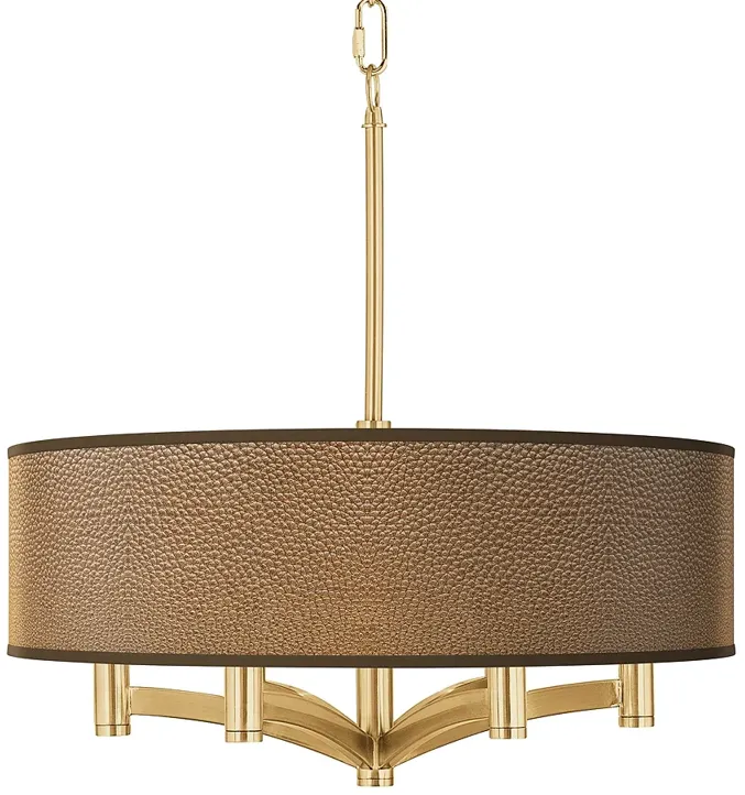 Simulated Leatherette Ava 6-Light Gold Pendant Chandelier