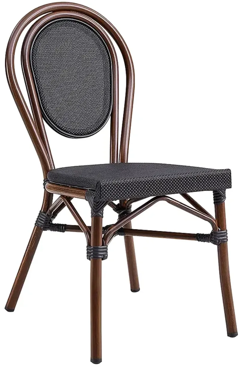 Erlend Black and Brown Outdoor Stacking Side Chairs Set of 2