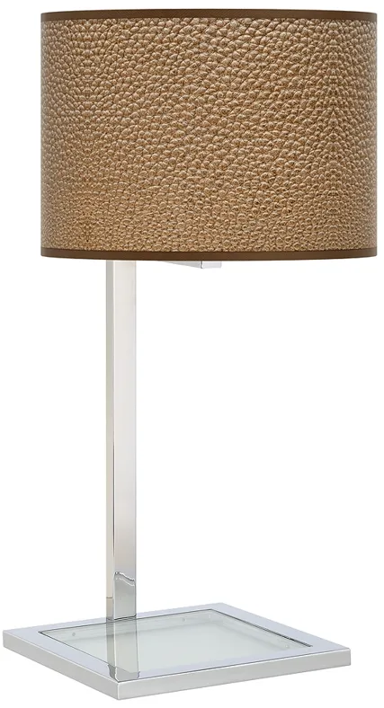 Simulated Leatherette Glass Inset Table Lamp