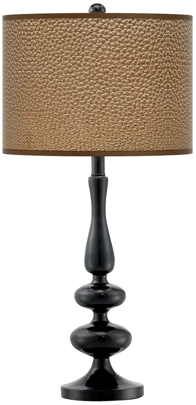 Simulated Leatherette Giclee Paley Black Table Lamp