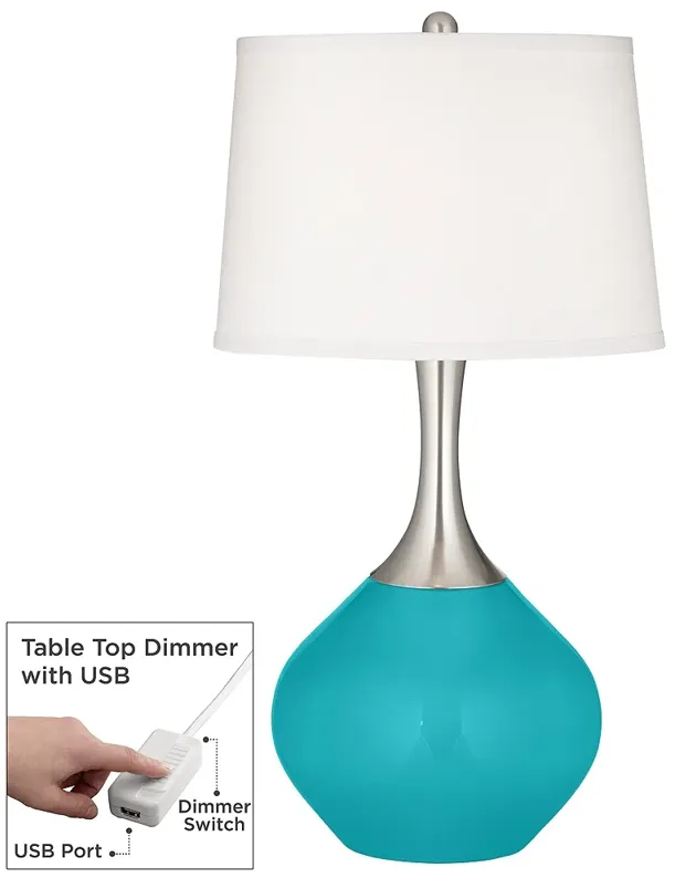 Surfer Blue Spencer Table Lamp with Dimmer