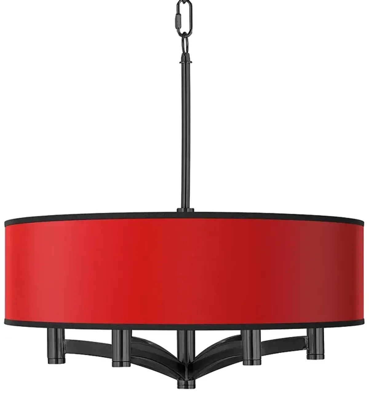 Giclee Glow Ava 20" 6-Light All Red Shade Black Pendant Chandelier