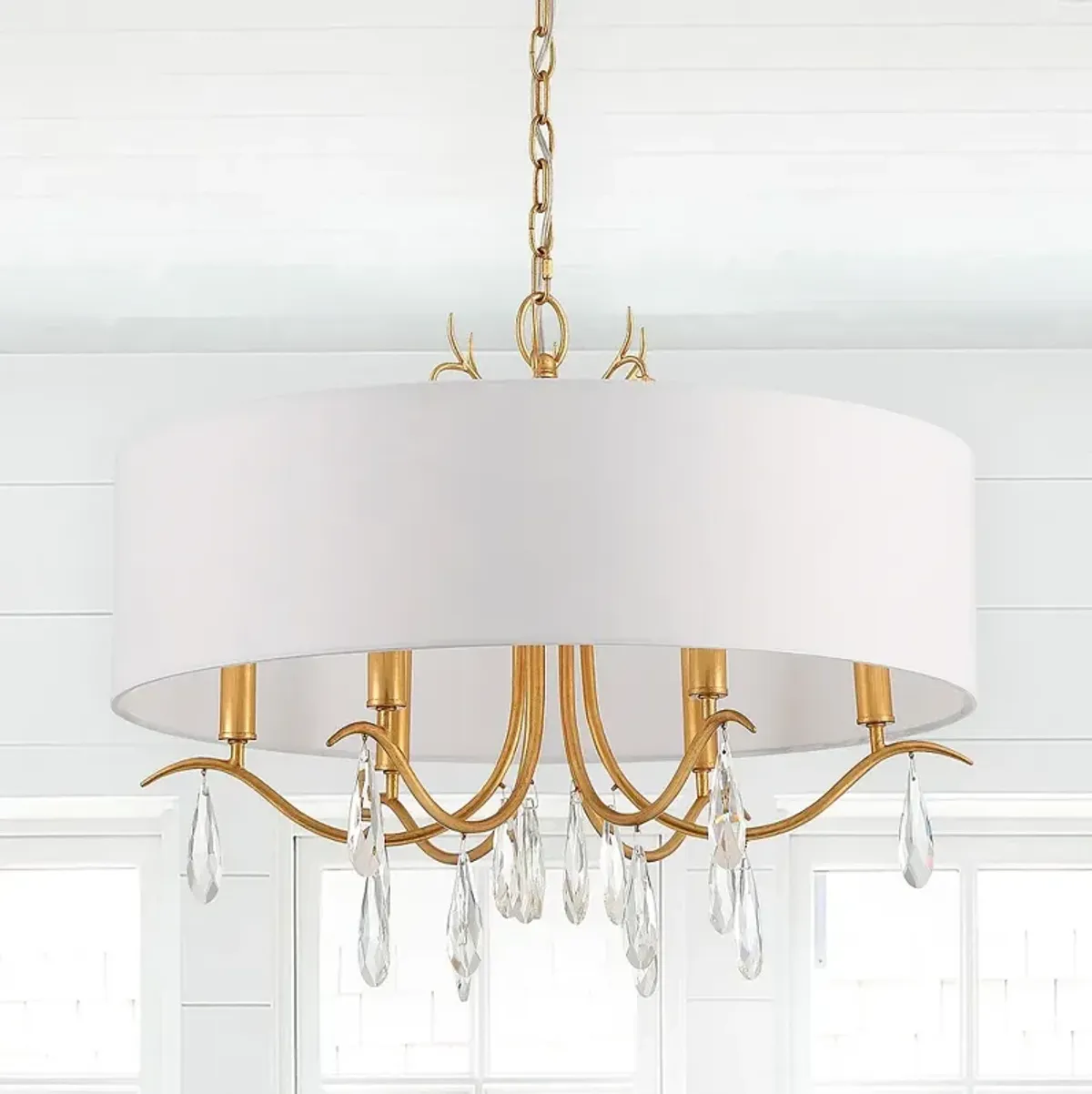 Crystorama Rollins 24"W Antique Gold 4-Light Drum Chandelier
