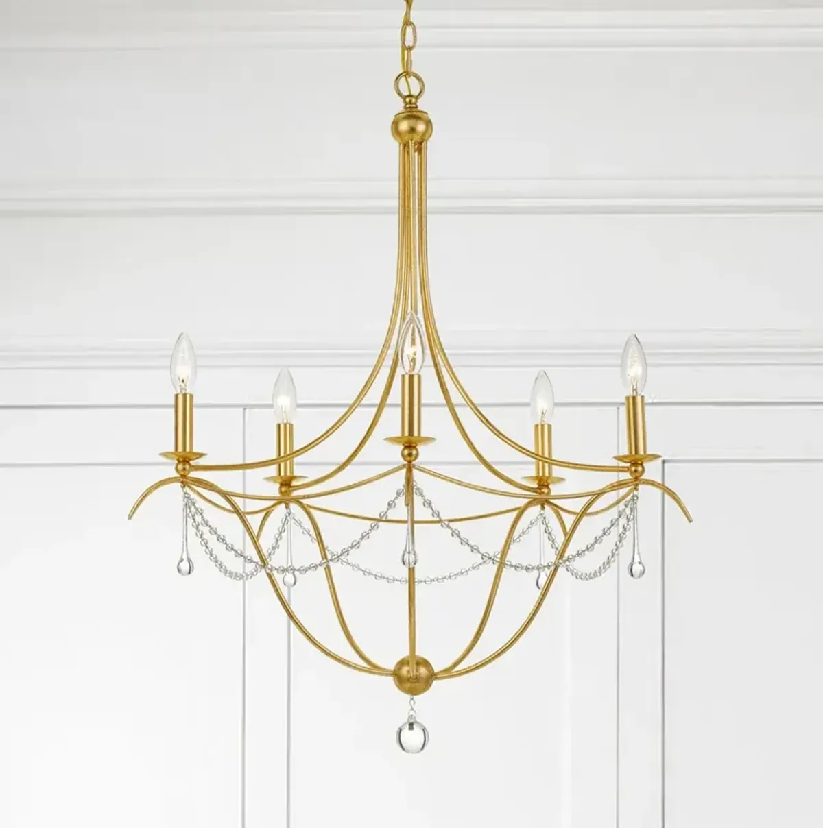 Metro 5 Light Antique Gold Chandelier