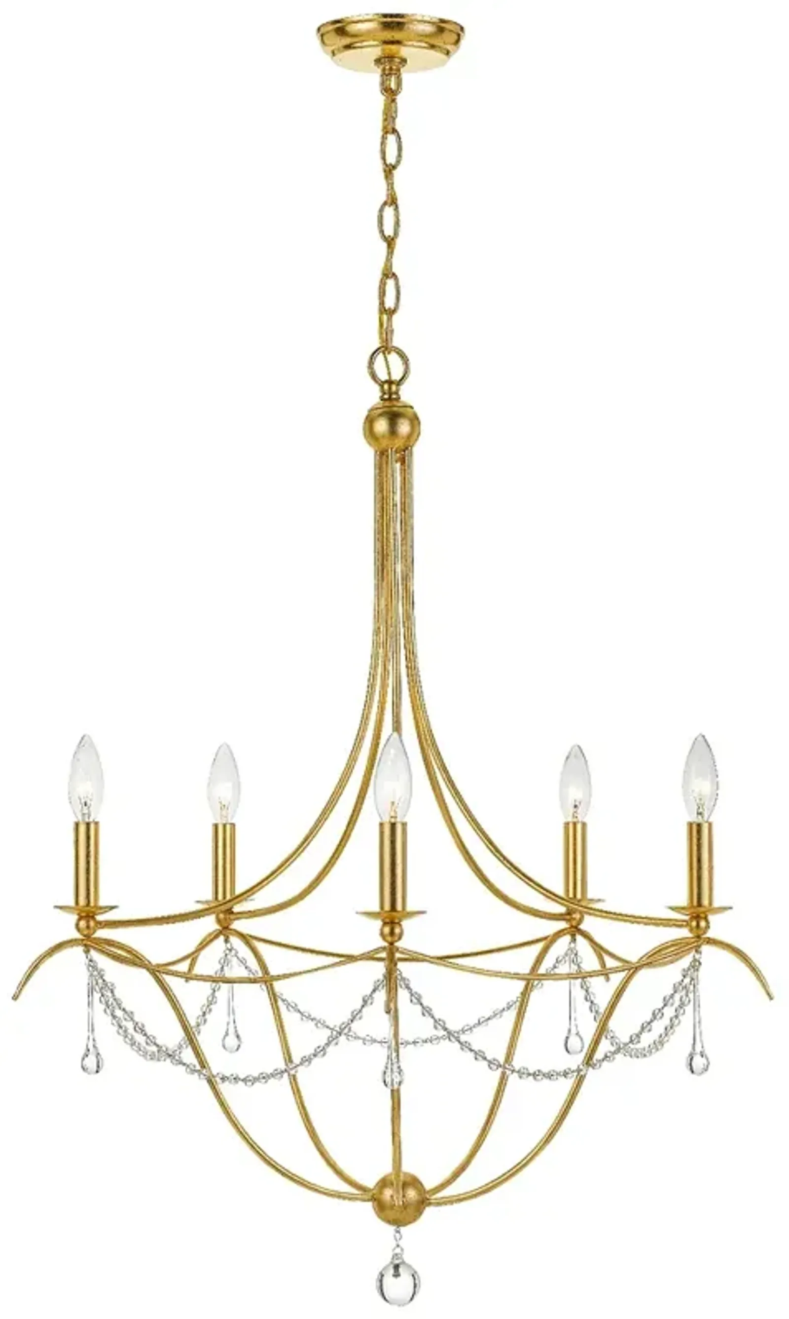 Metro 5 Light Antique Gold Chandelier