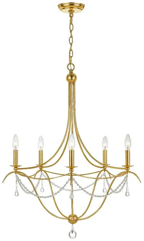 Metro 5 Light Antique Gold Chandelier