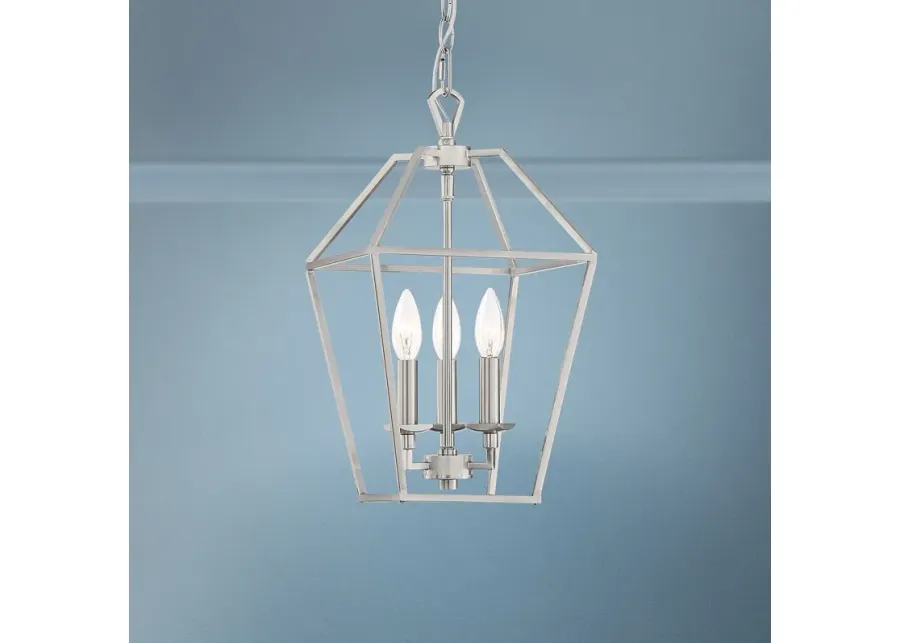 Aviary 9 1/2" Wide Brushed Nickel 3-Light Foyer Mini Pendant