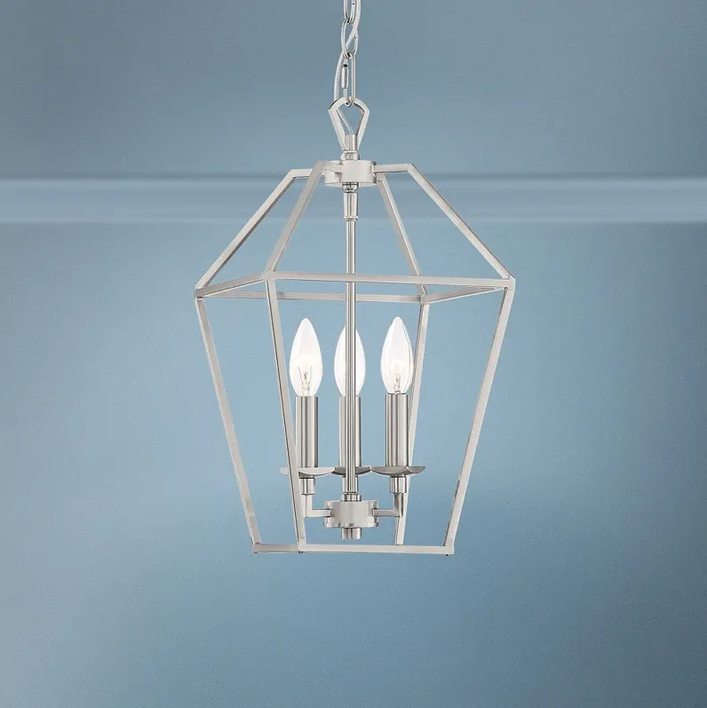 Aviary 9 1/2" Wide Brushed Nickel 3-Light Foyer Mini Pendant