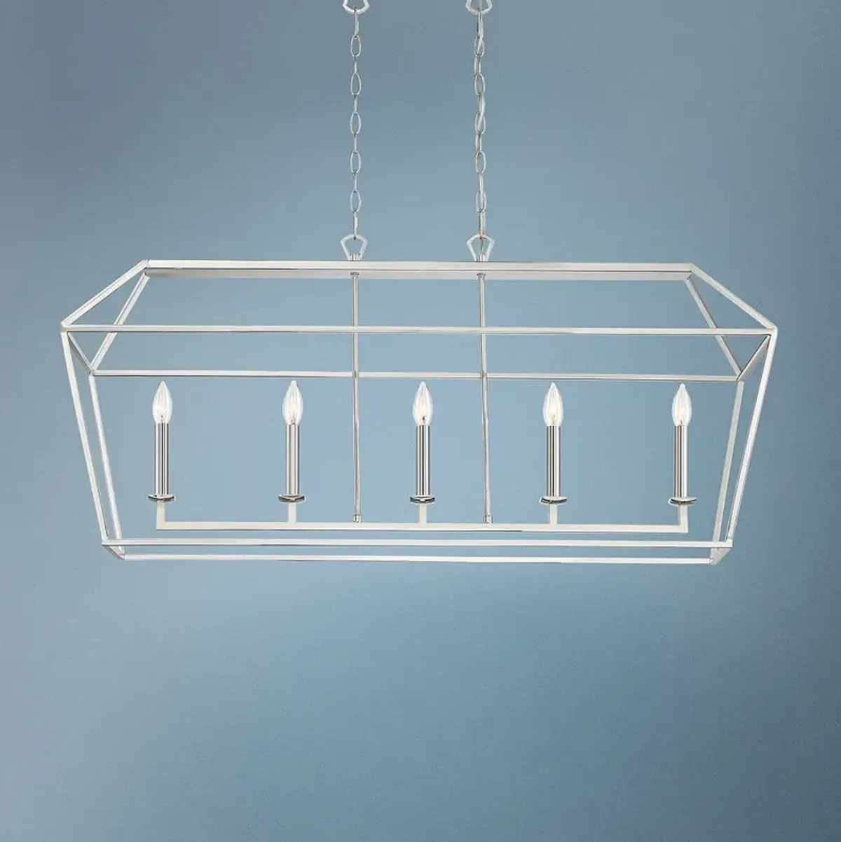 Aviary 42" Wide Polished Nickel Kitchen Island Light Pendant