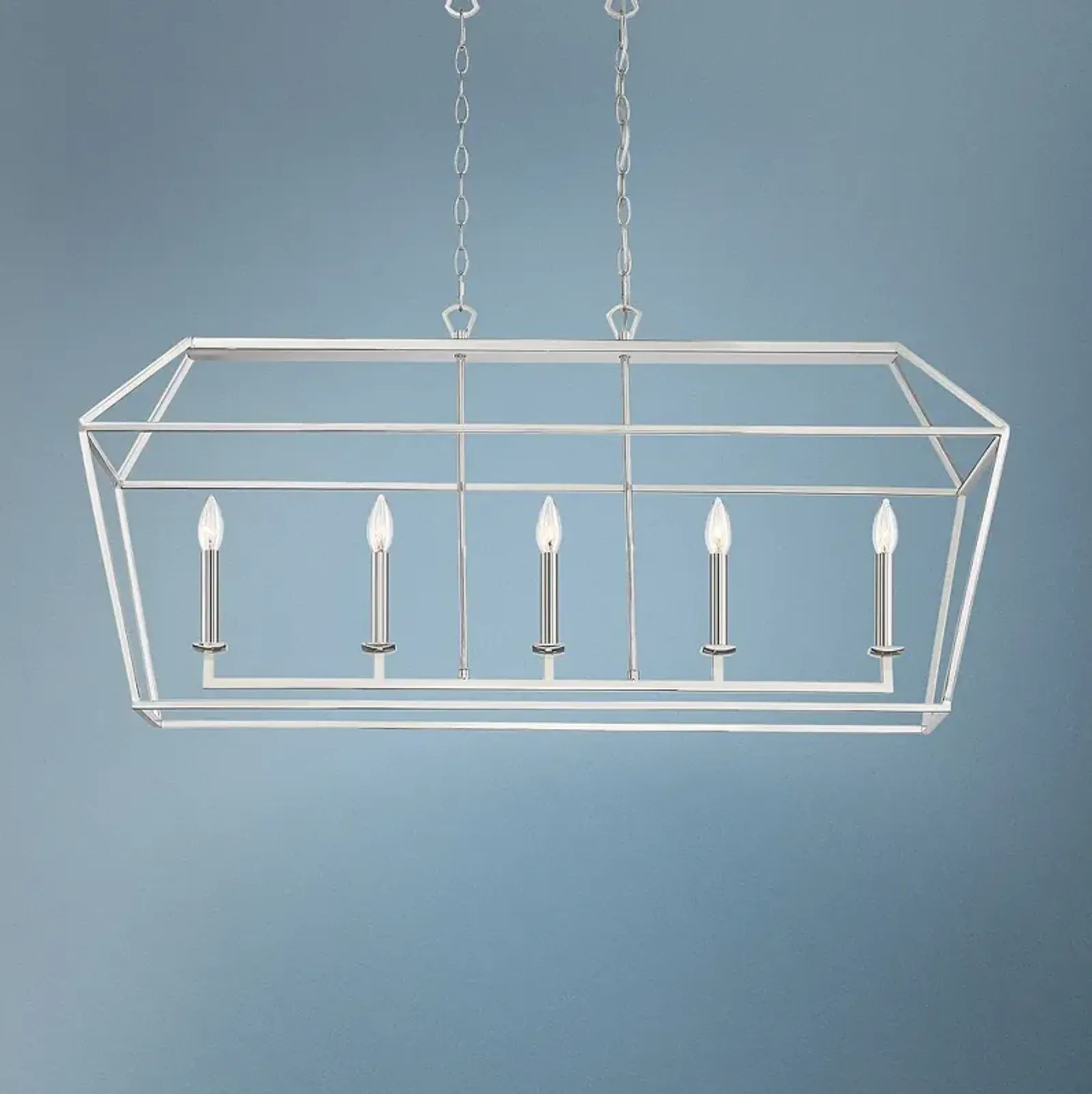 Aviary 42" Wide Polished Nickel Kitchen Island Light Pendant