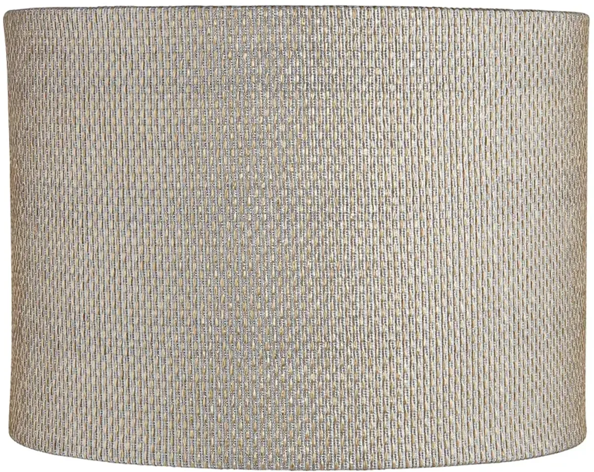 Gray and Gold Plastic Weave Drum Shade 15x15x11 (Spider)