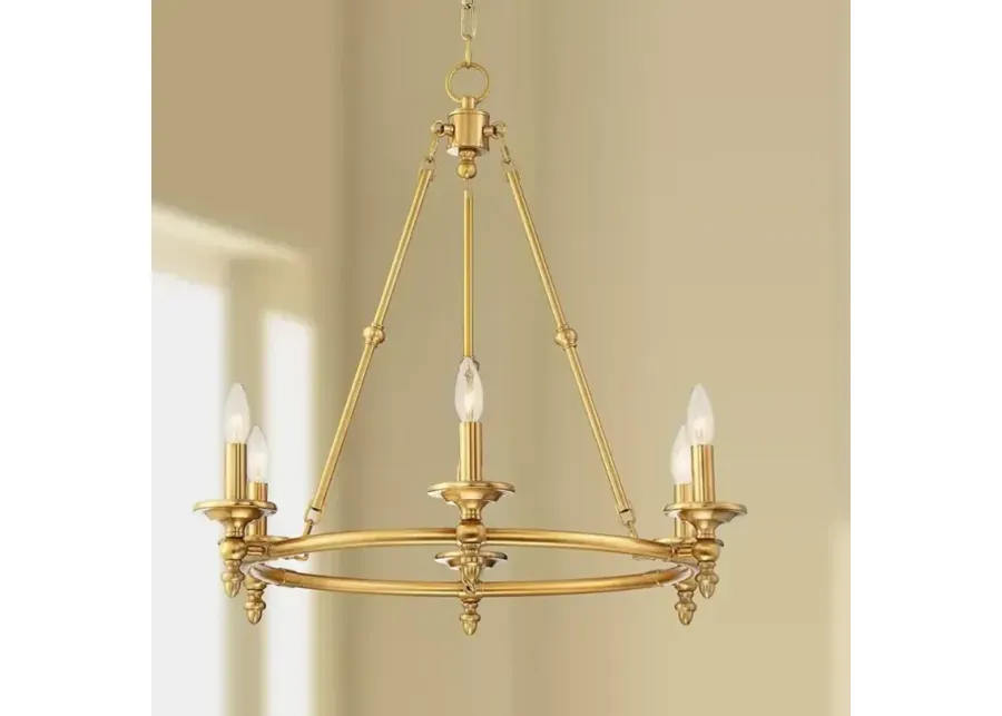 Stiffel Hartley 28" Wide Warm Antique Gold 6-Light Ring Chandelier