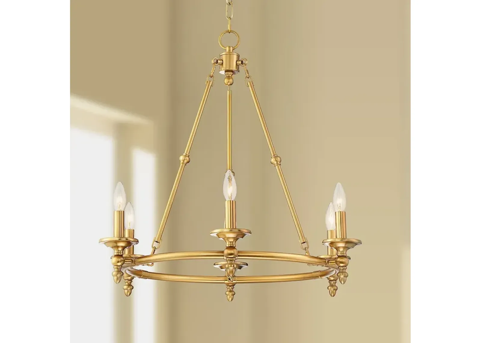 Stiffel Hartley 28" Wide Warm Antique Gold 6-Light Ring Chandelier