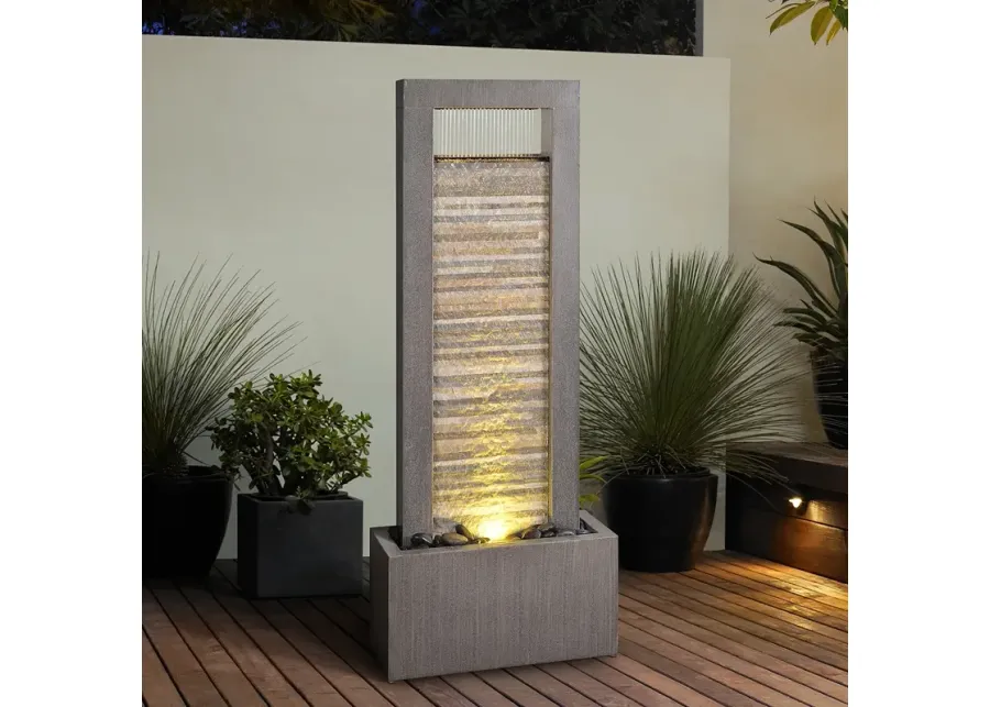 Gantry 48"H Slate and Cream LED Indoor/Outdoor Floor Fountain