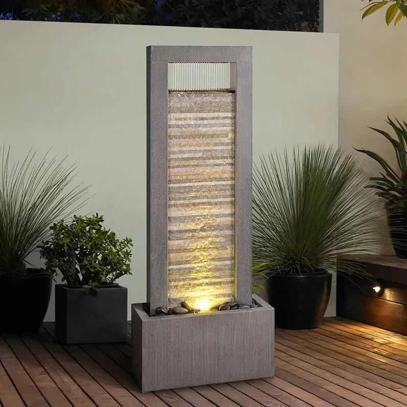 Gantry 48"H Slate and Cream LED Indoor/Outdoor Floor Fountain