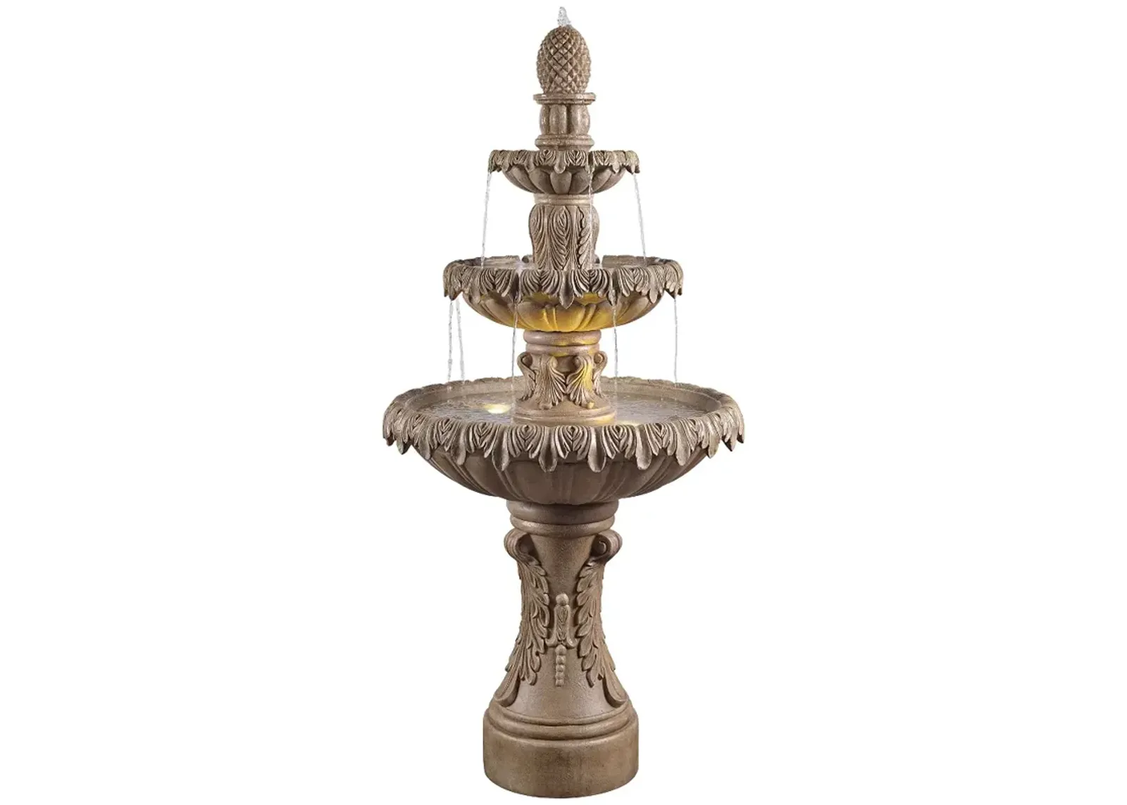 Ibiza 62" High Sandstone 3-Tier LED Outdoor Floor Fountain