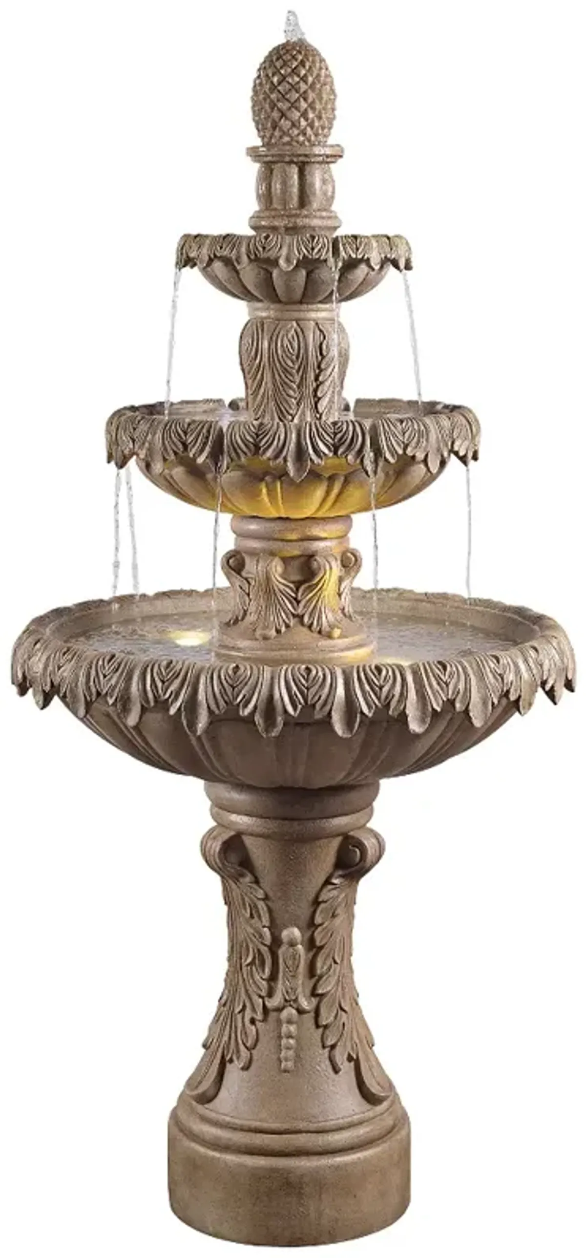 Ibiza 62" High Sandstone 3-Tier LED Outdoor Floor Fountain