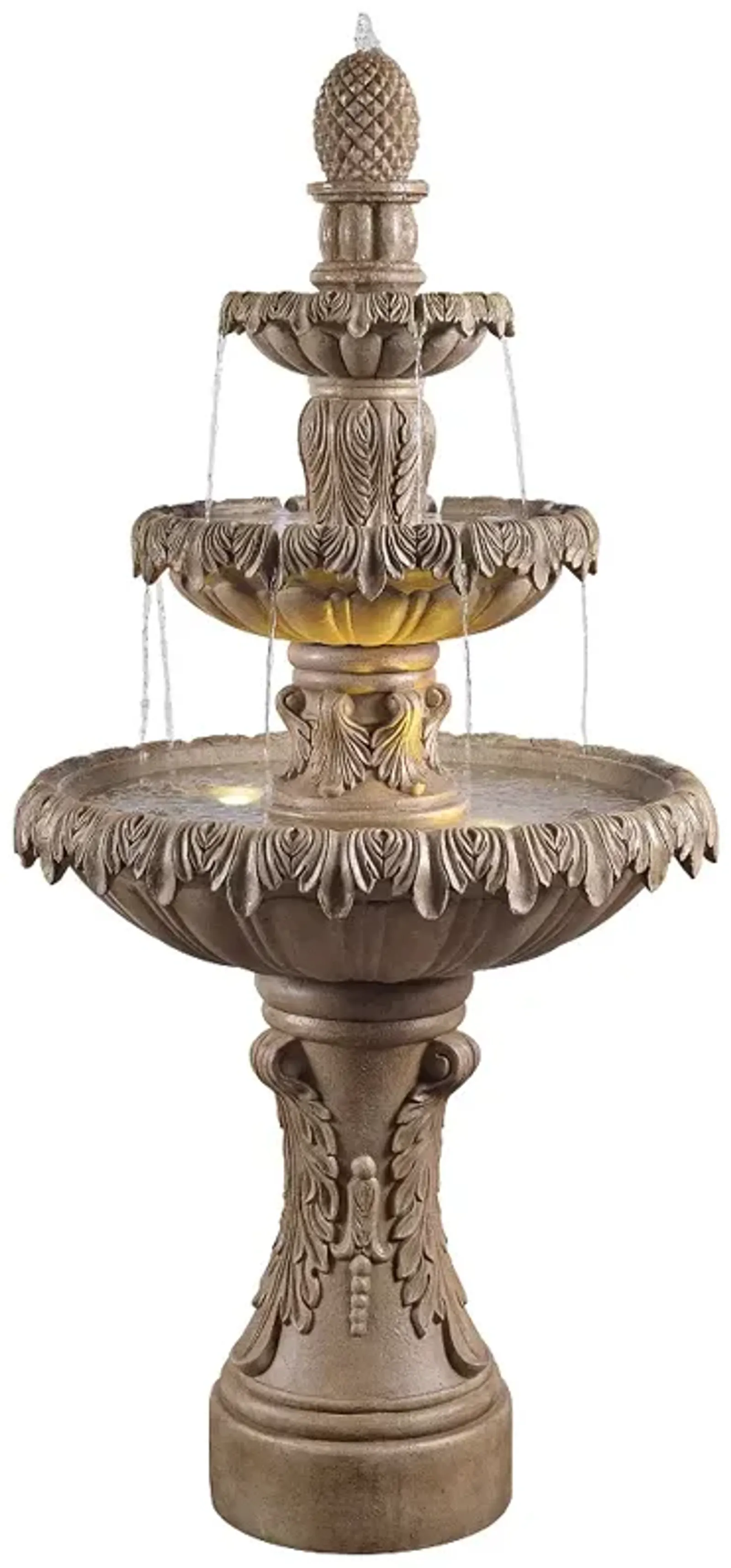 Ibiza 62" High Sandstone 3-Tier LED Outdoor Floor Fountain