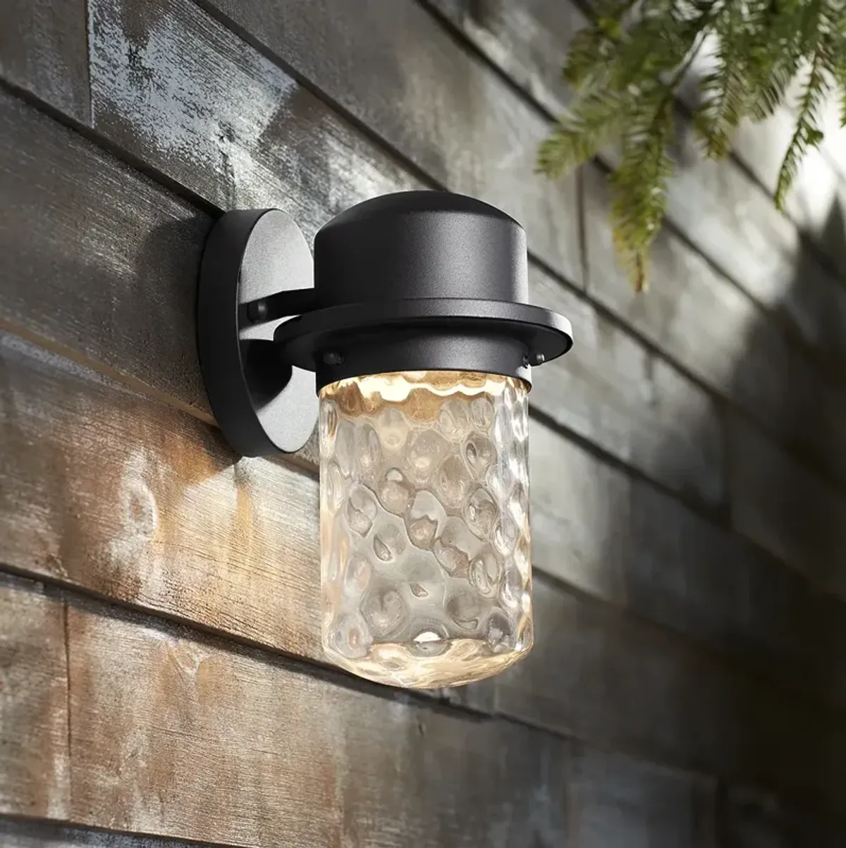 Mallow 9 1/4" High Black Clear Glass LED Outdoor Wall Light