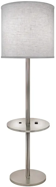 Stiffel Sarrum 60" Satin Nickel Tray Table USB Floor Lamp