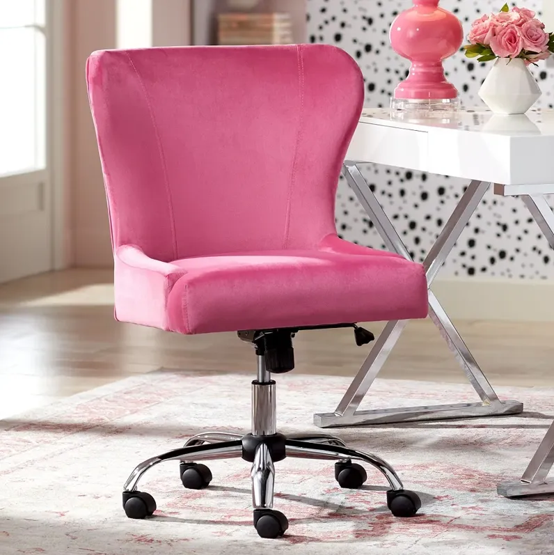 Erin Pink Fabric Adjustable Office Chair with Wheels