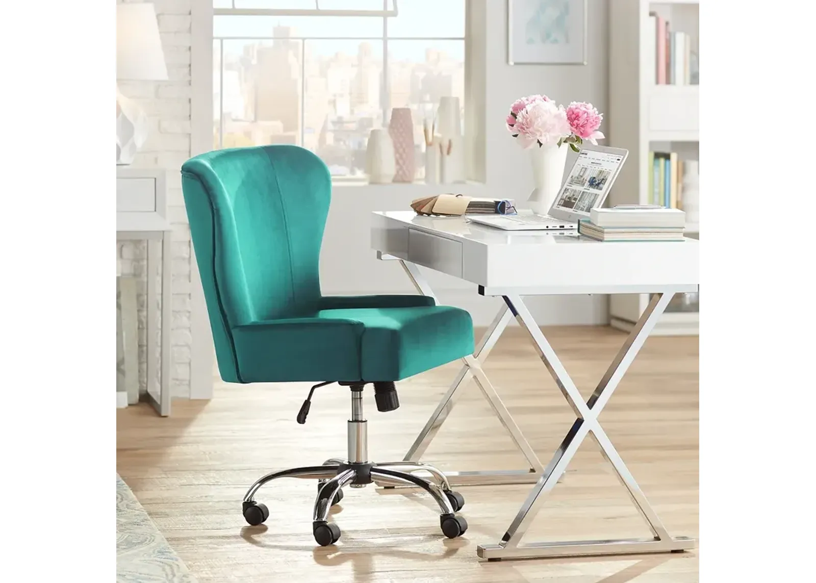 Erin Teal Fabric Adjustable Office Chair