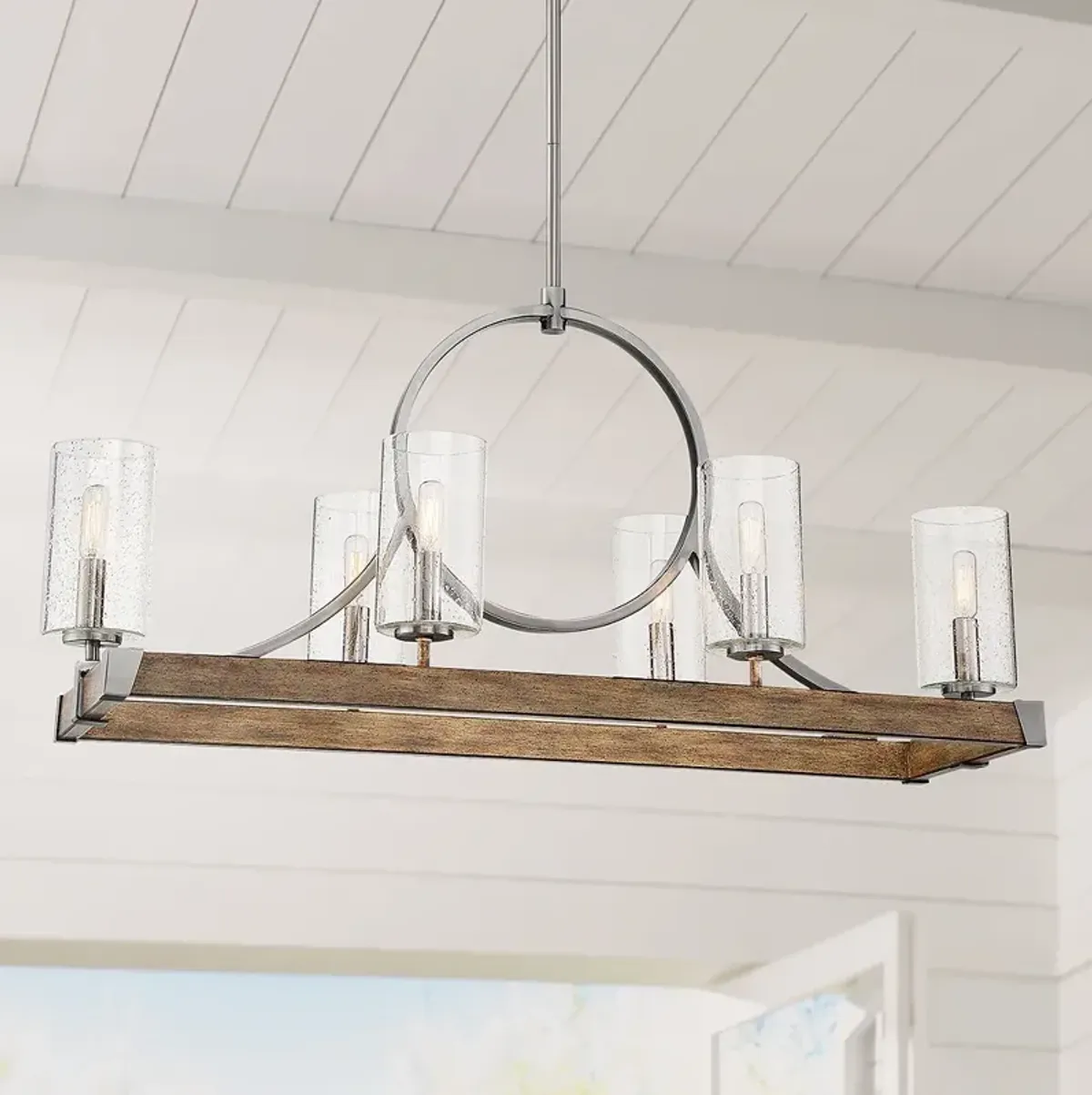 Minka Lavery Country Estates 38 3/4" Wood Linear Island Chandelier