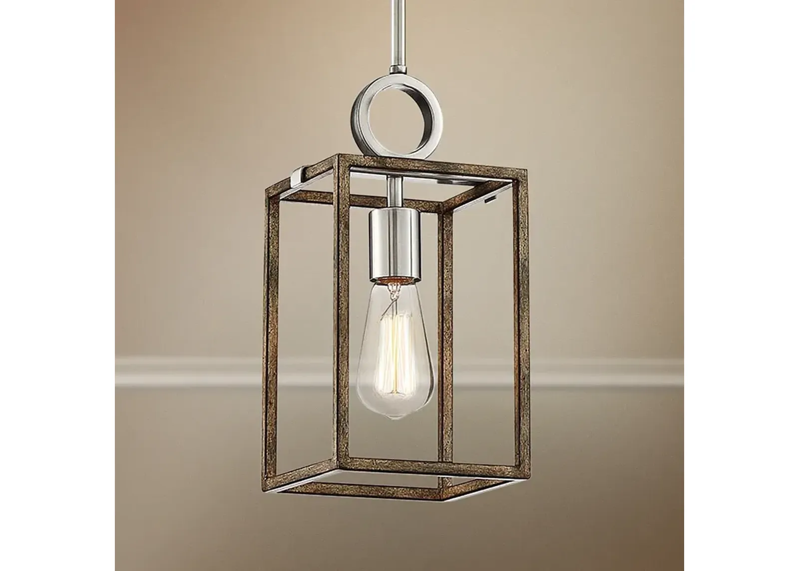 Minka Lavery Country Estates 6 1/2" Wood Brushed Nickel Mini Pendant