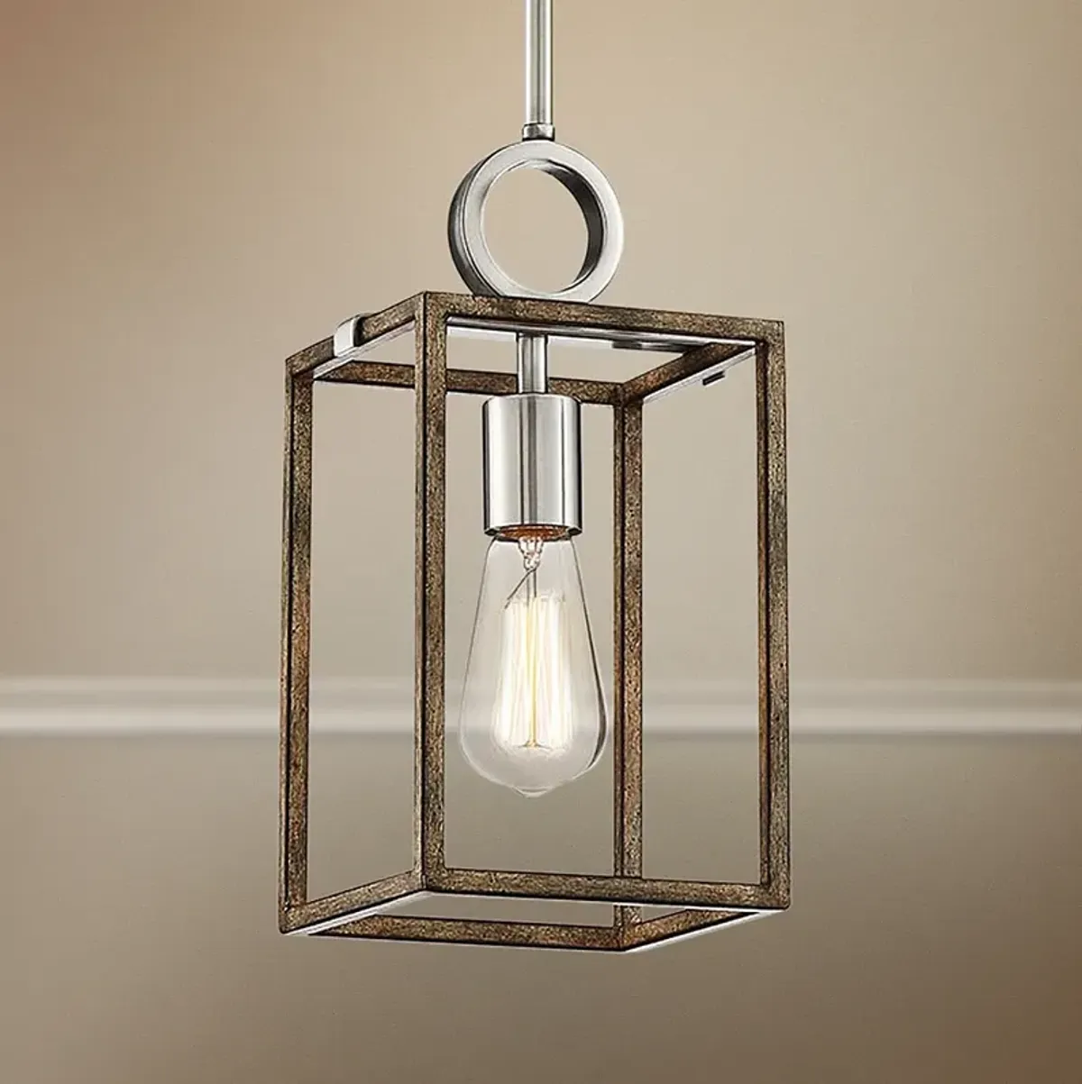 Minka Lavery Country Estates 6 1/2" Wood Brushed Nickel Mini Pendant