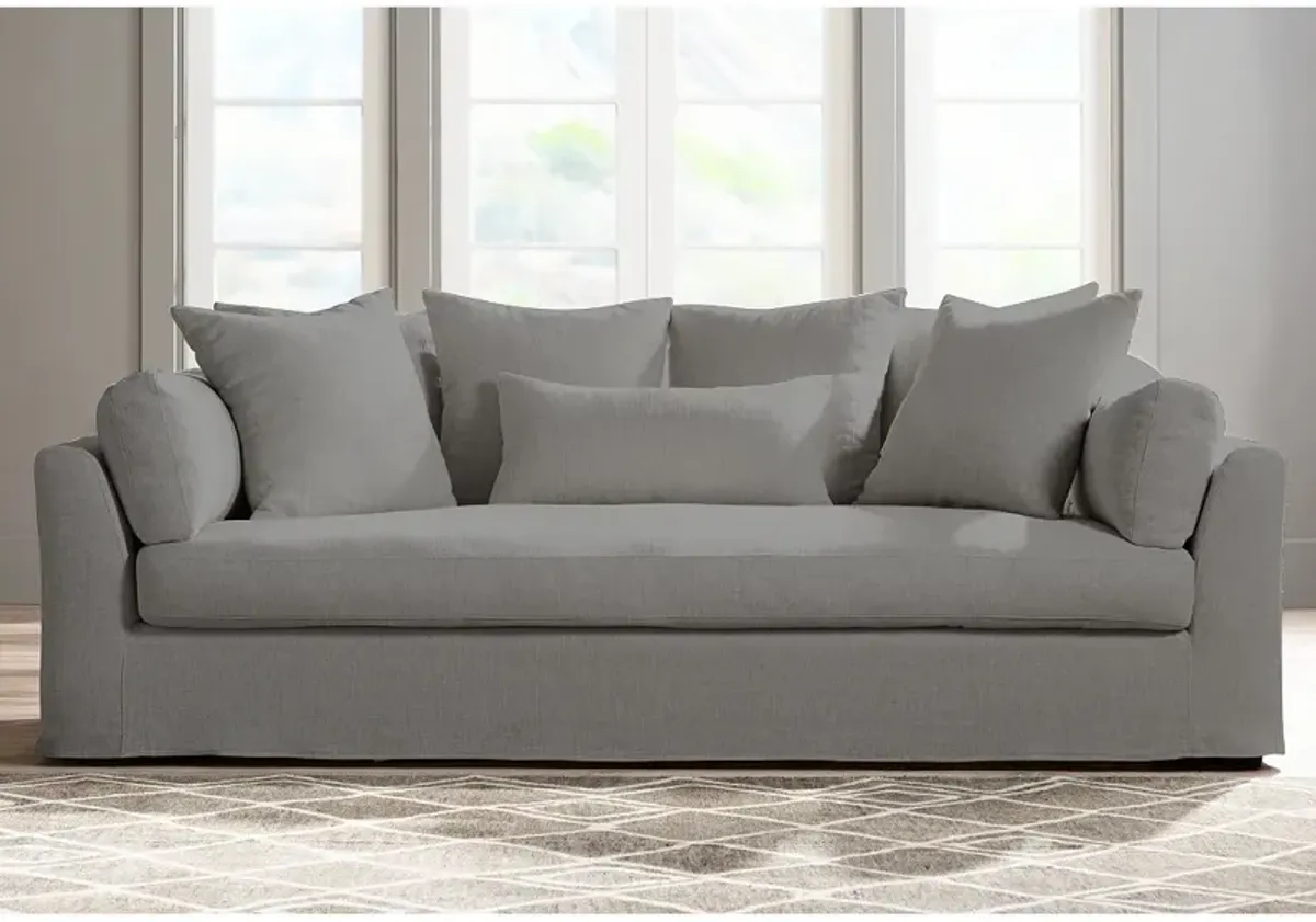 Chateau 98 3/4" Wide Slate Gray Fabric Slipcover Sofa