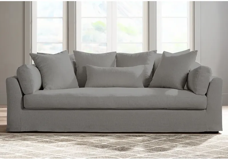 Chateau 98 3/4" Wide Slate Gray Fabric Slipcover Sofa