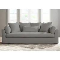 Chateau 98 3/4" Wide Slate Gray Fabric Slipcover Sofa