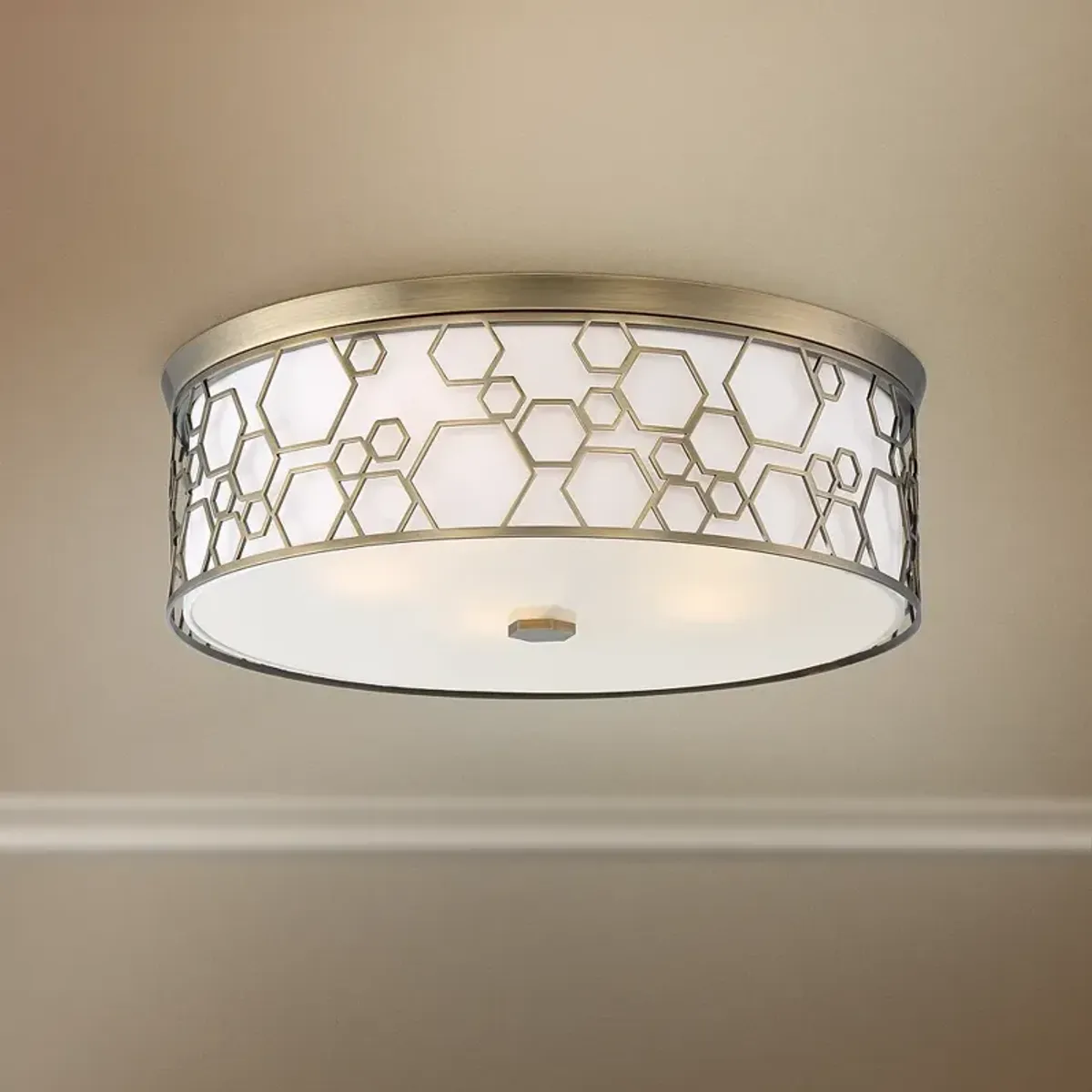 Flush Mount 20"W Polished Satin Brass Drum LED Ceiling Light