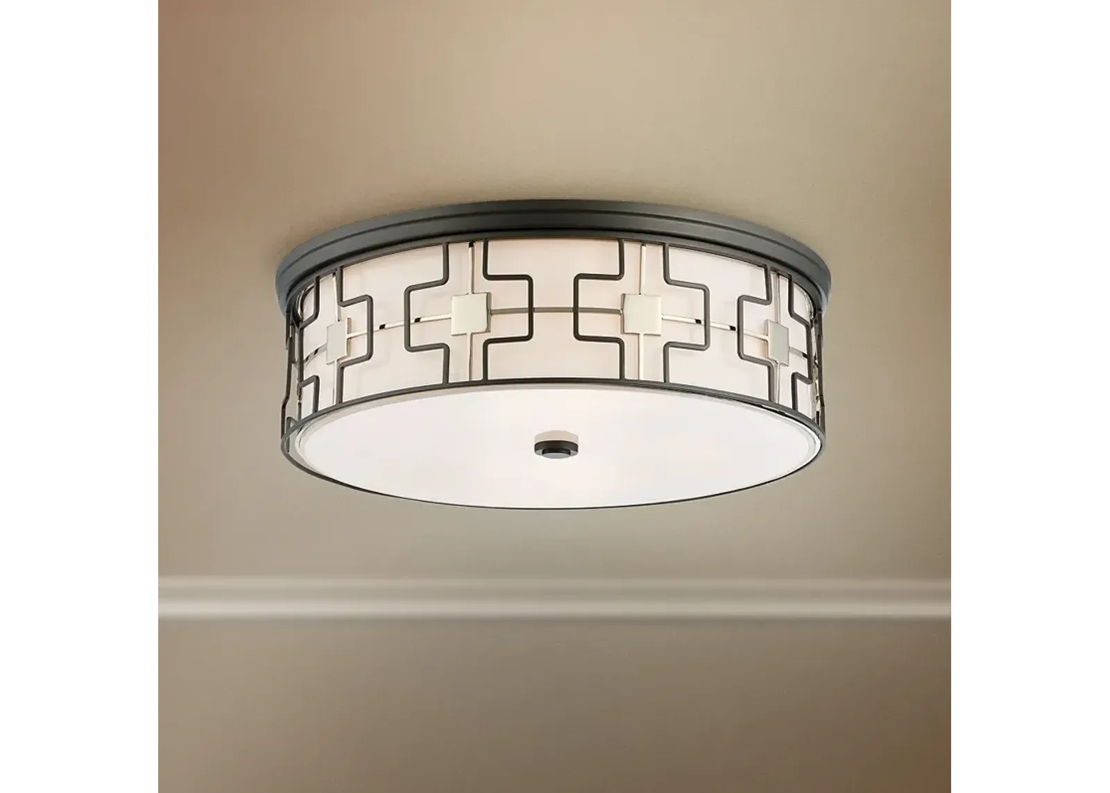 Flush Mount 20" Wide Dark Gray Drum LED Ceiling Light