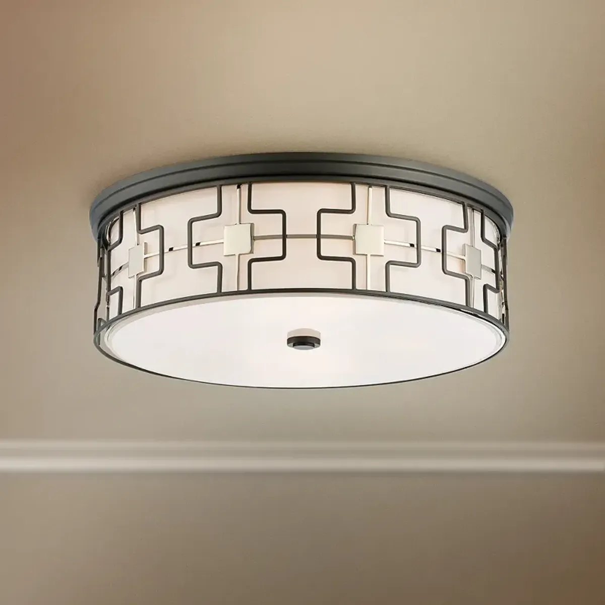 Flush Mount 20" Wide Dark Gray Drum LED Ceiling Light