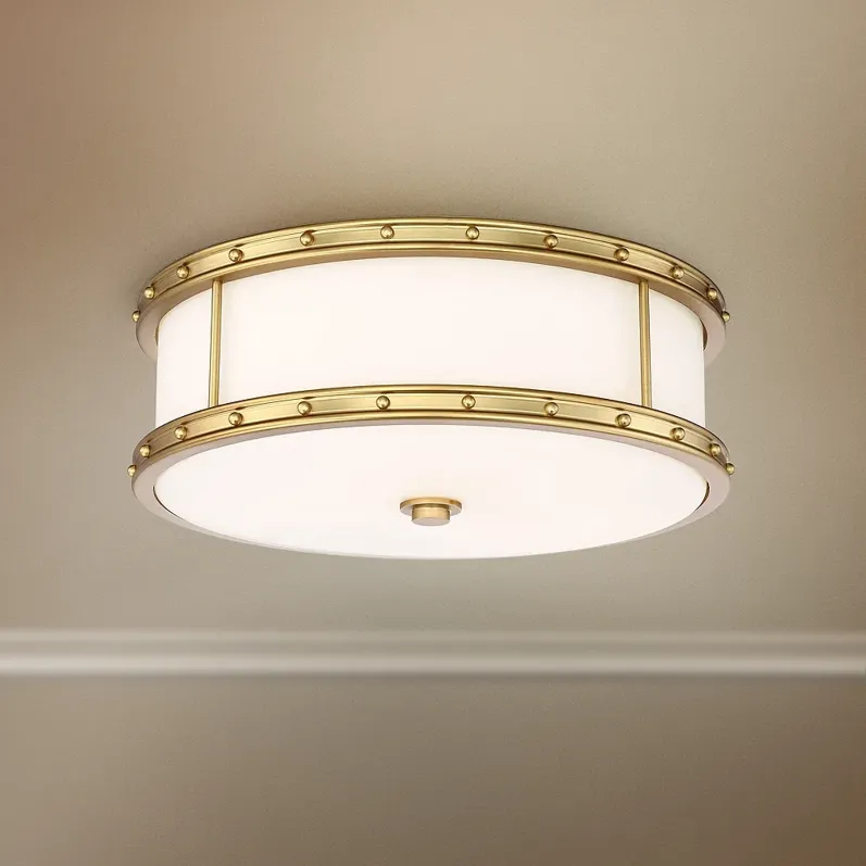 Flush Mount 15 1/2" Wide Liberty Gold Drum LED Ceiling Light