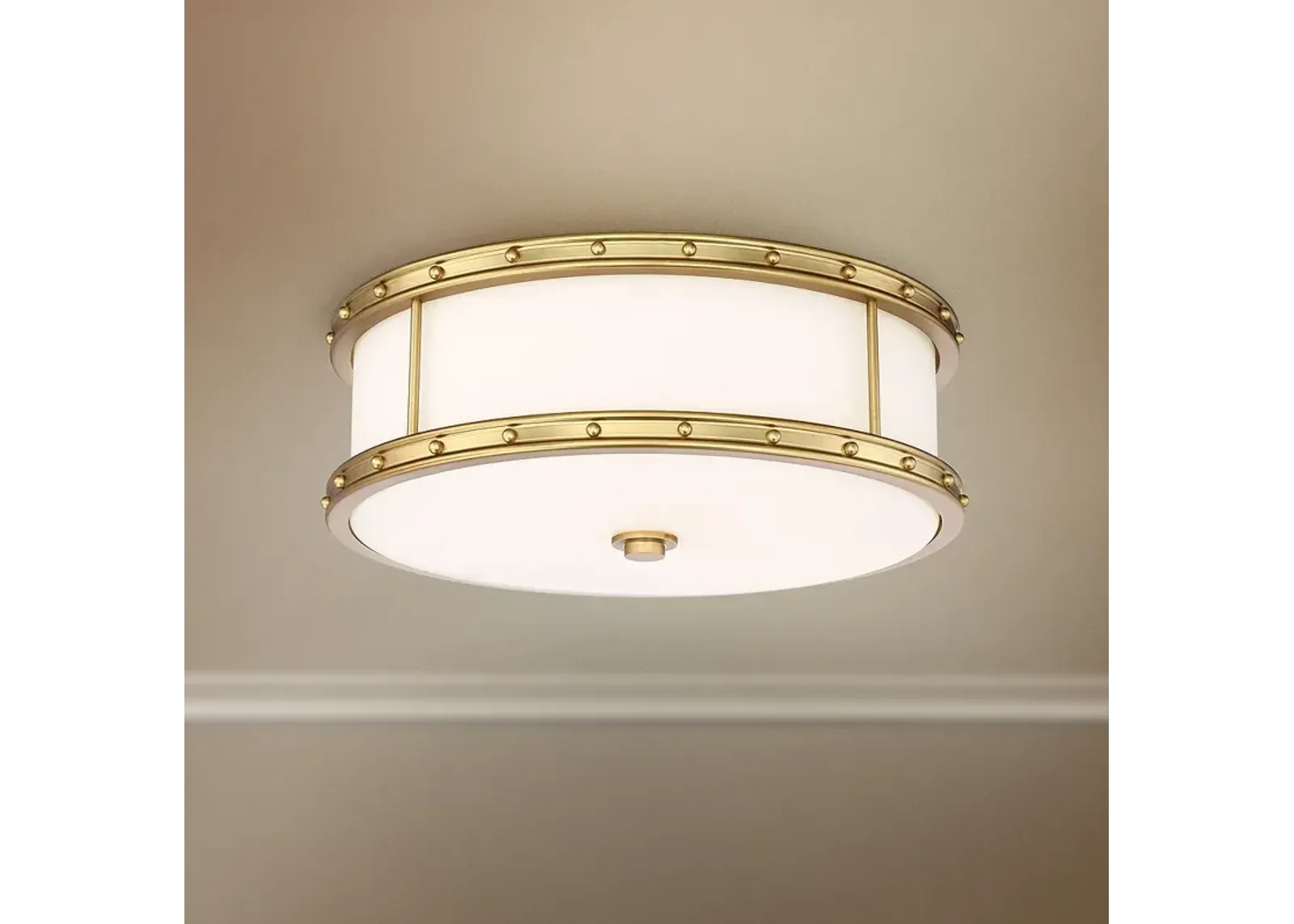 Flush Mount 15 1/2" Wide Liberty Gold Drum LED Ceiling Light