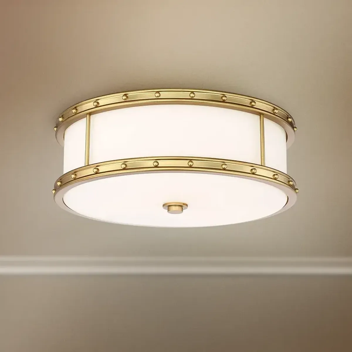 Flush Mount 15 1/2" Wide Liberty Gold Drum LED Ceiling Light