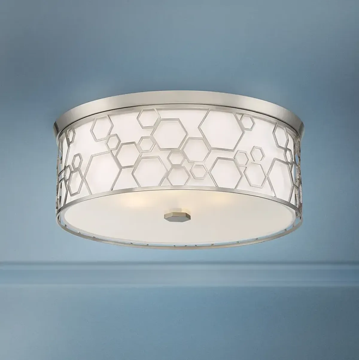 Flush Mount 17" Wide Brushed Nickel Drum LED Ceiling Light