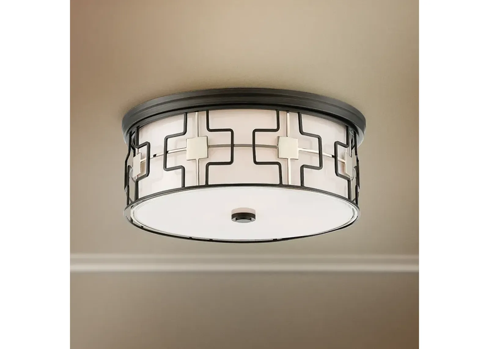 Flush Mount 16" Wide Dark Gray Drum LED Ceiling Light