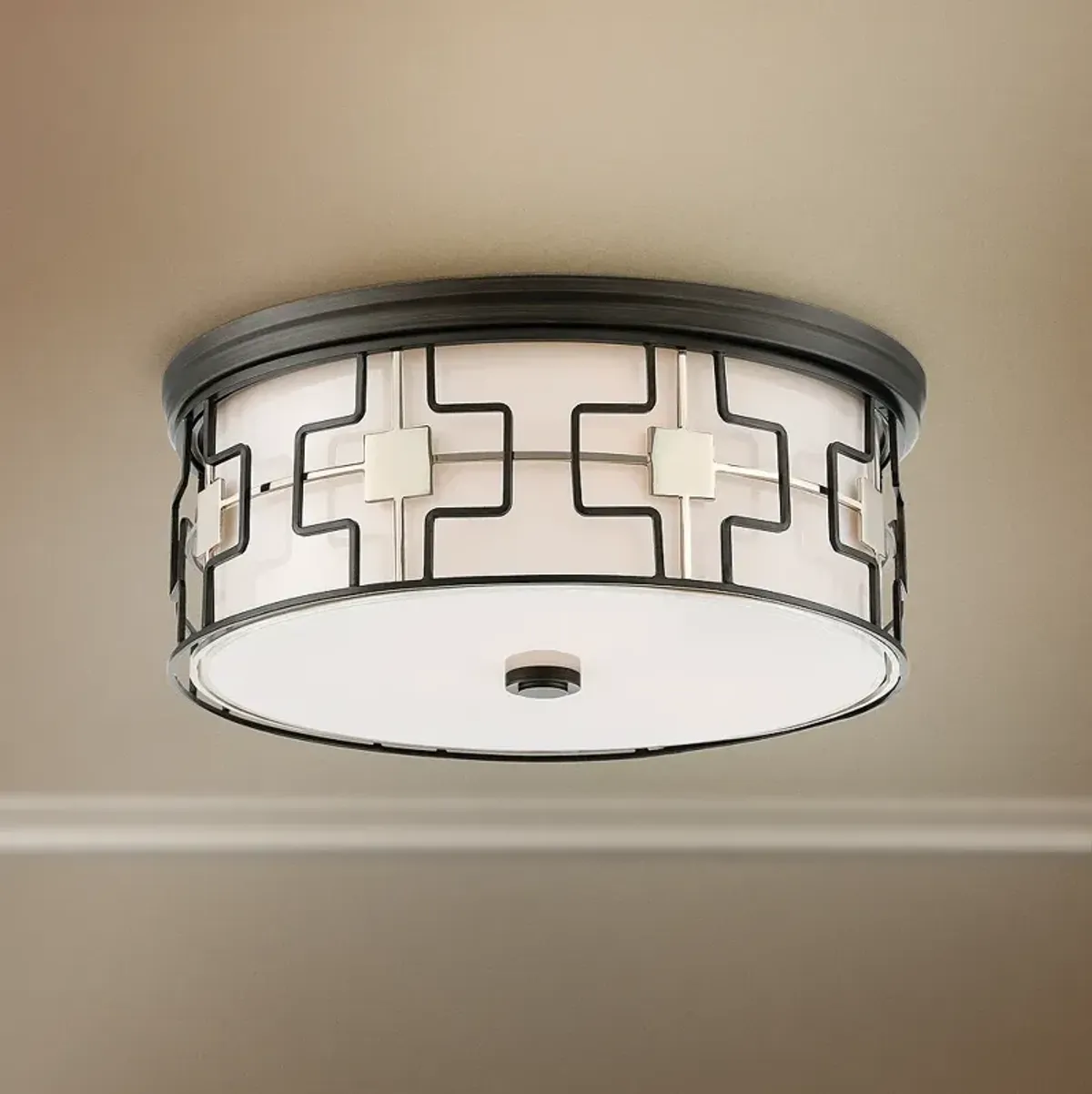 Flush Mount 16" Wide Dark Gray Drum LED Ceiling Light